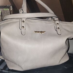  Wrangler top handle satchel bag beige faux leather